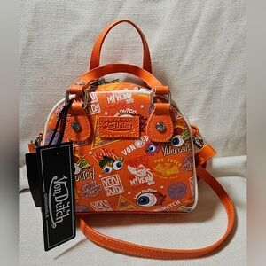 NWT Von Dutch JAX ORANGE MINI BOWLING CROSSBODY BAG 👀🧡 VEGAN LEATHER